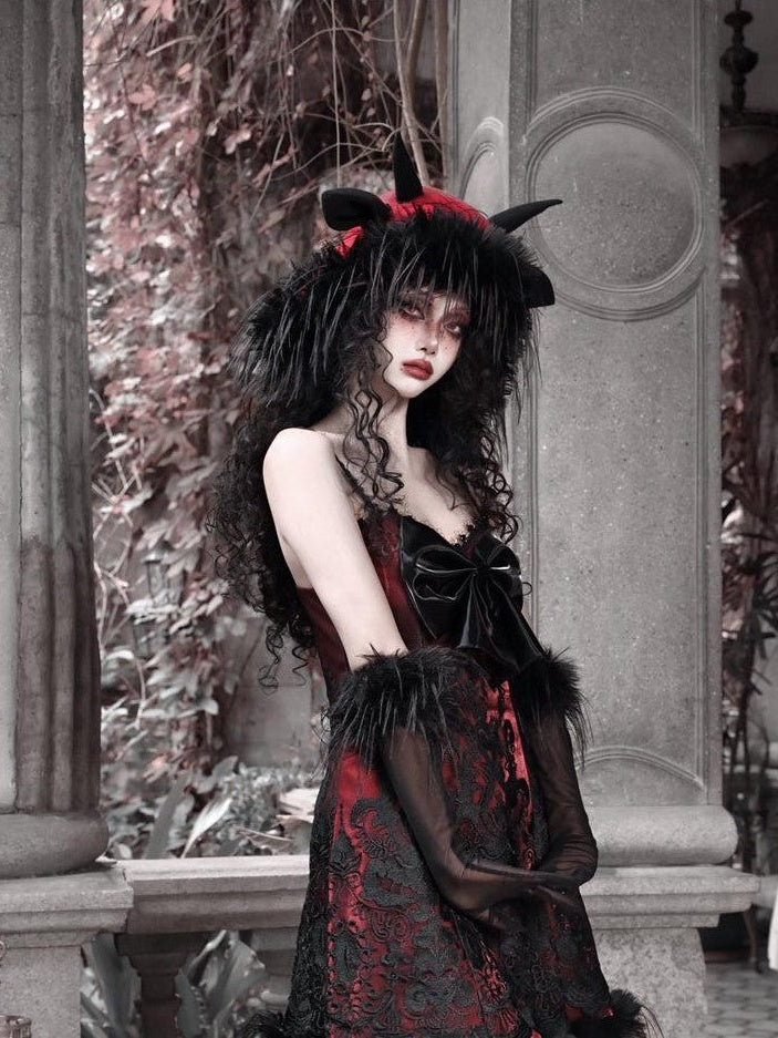 BLOOD SUPPLY Gothic Embroidered 3d Bow Slimming Women's Pu Jsk / Jumper Skirts