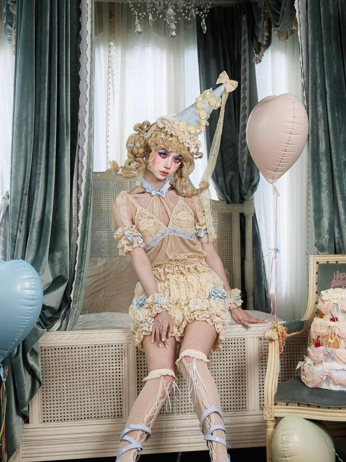 BLOOD SUPPLY Cream Pumpkin Rococo Vintage Doll Bow Women's Polyester Short Bloomers