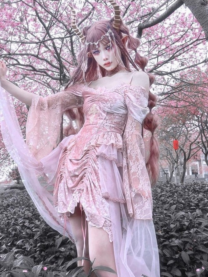 BLOOD SUPPLY Cherry Nightmare Embossed Embroidery Gothic Women's Velvet Lace Skirts