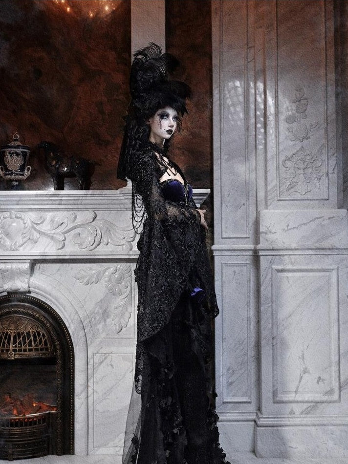 BLOOD SUPPLY Heavy Beaded Embroidered Gothic European Flared Sleeve Women's Polyester Boleros