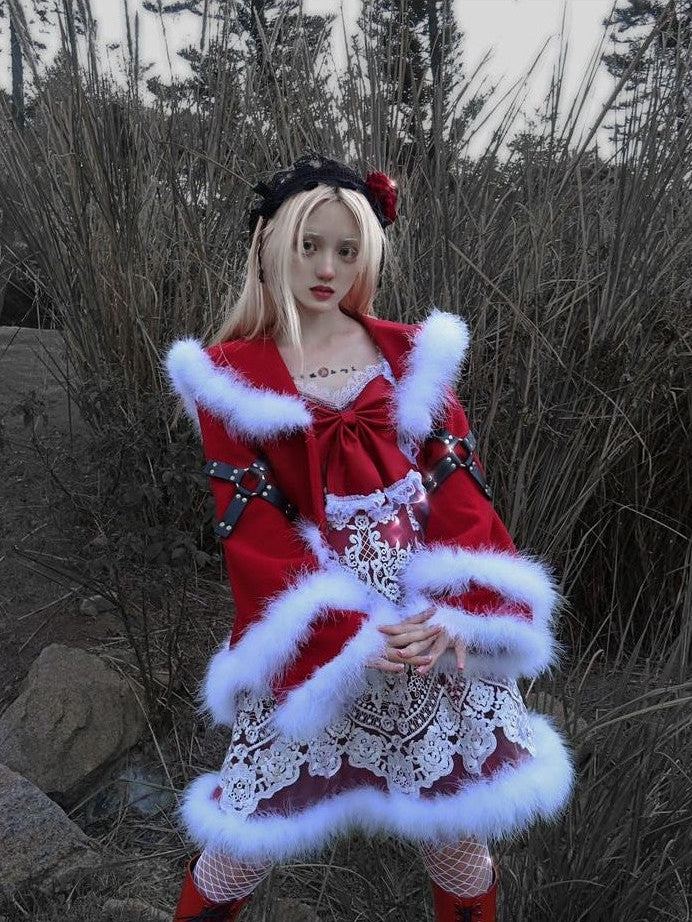 BLOOD SUPPLY Dark Gothic Bow Embellished Women's Polyester H Line Jsk / Jumper Skirts