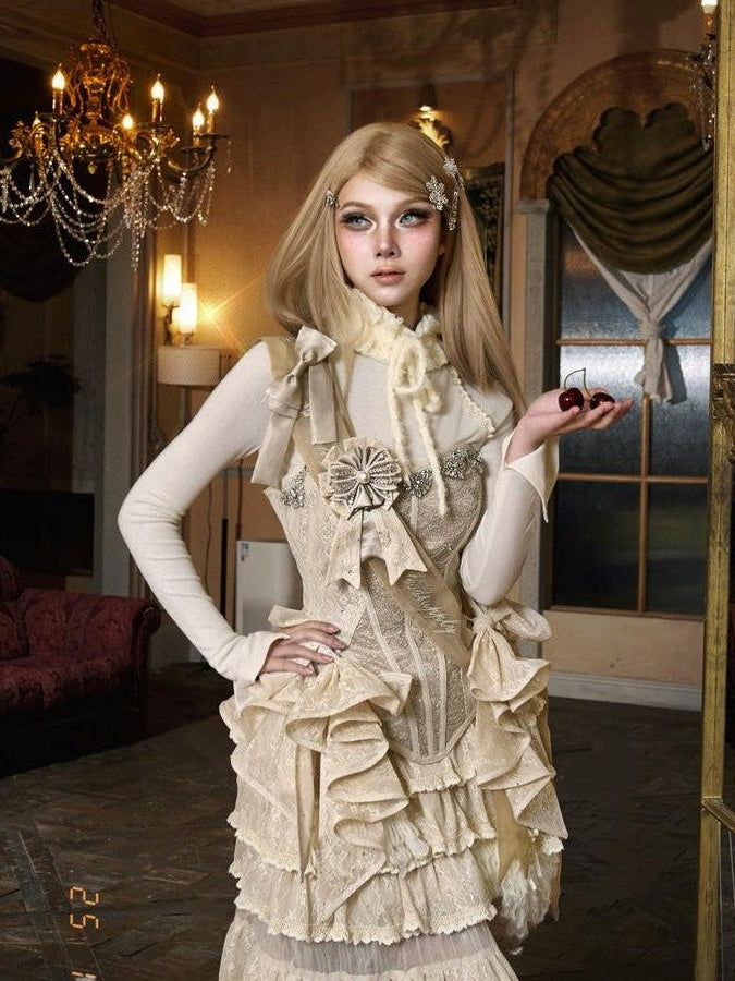 BLOOD SUPPLY Knitted Bustier High Neck Slim Fit Slavic Women's Polyester Long Sleeve Cutsews