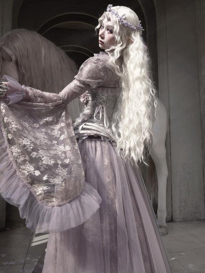 BLOOD SUPPLY Moonlight Lace Princess Sleeve Ethereal Fairy Long Sleeve Women's Nylon Boleros