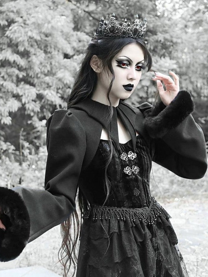BLOOD SUPPLY Mist Classic Gothic Dark Ornate Batwing Collar Women's Woolen Boleros