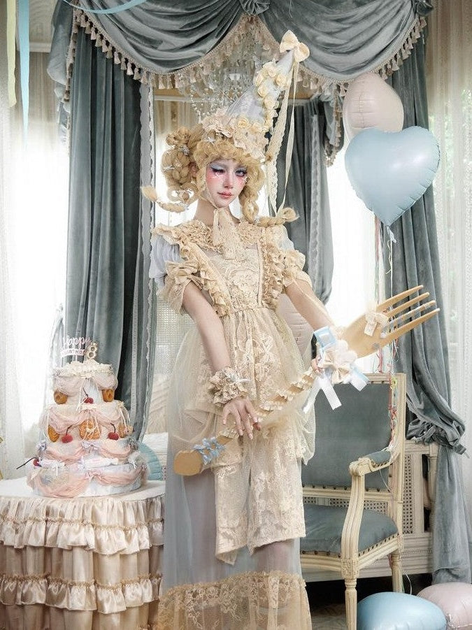 BLOOD SUPPLY Cream Beige Rococo Lace Apron Dolllike Women's Jsk / Jumper Skirts