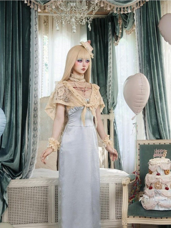 BLOOD SUPPLY Antique Cream Rococo Lace Doll Cape Women's Polyester Boleros
