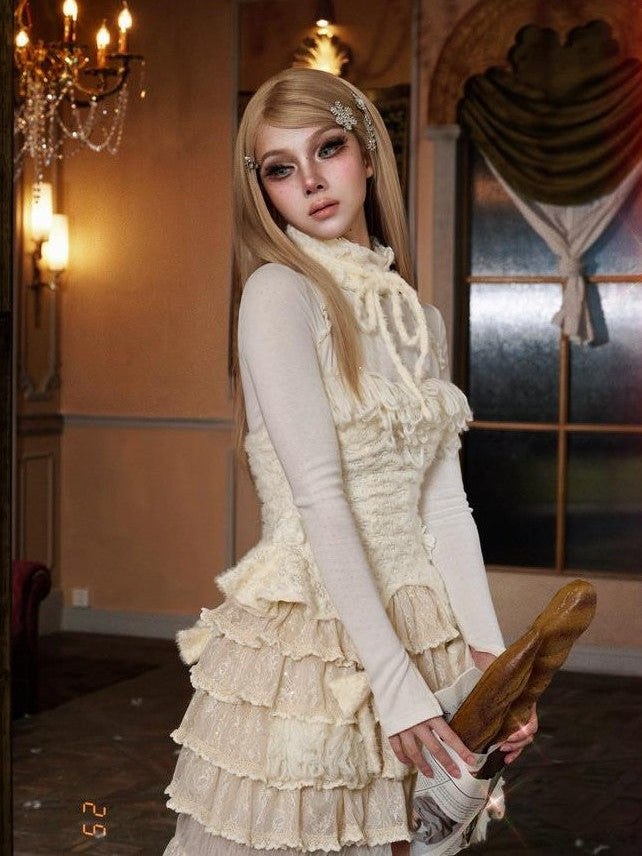 BLOOD SUPPLY Knitted Bustier High Neck Slim Fit Slavic Women's Polyester Long Sleeve Cutsews