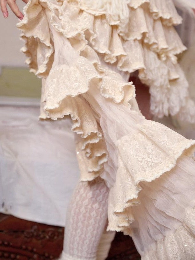 BLOOD SUPPLY Princess Lace Asymmetrical Multi Layer Cake Women's Polyester Skirts