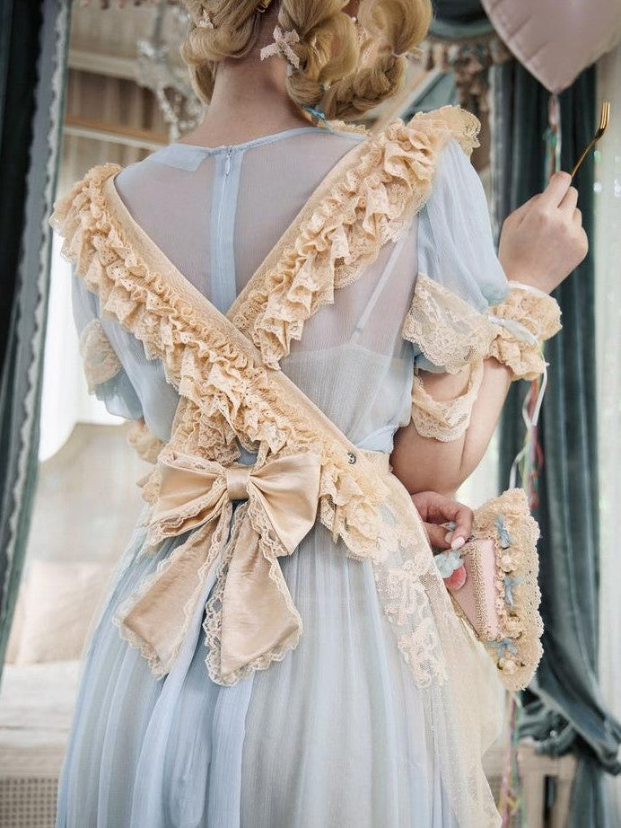 BLOOD SUPPLY Cream Beige Rococo Lace Apron Dolllike Women's Jsk / Jumper Skirts