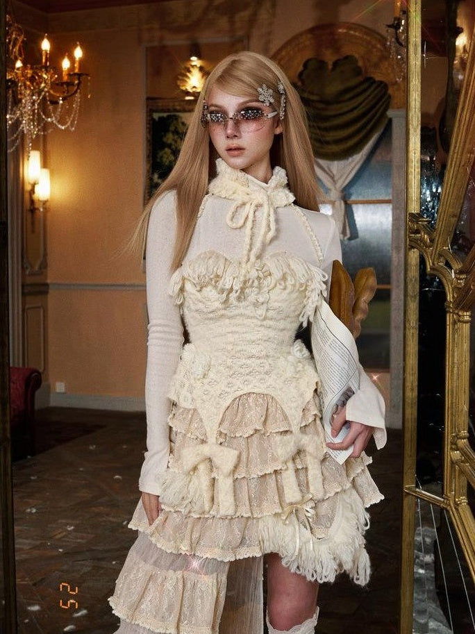 BLOOD SUPPLY Princess Lace Asymmetrical Multi Layer Cake Women's Polyester Skirts