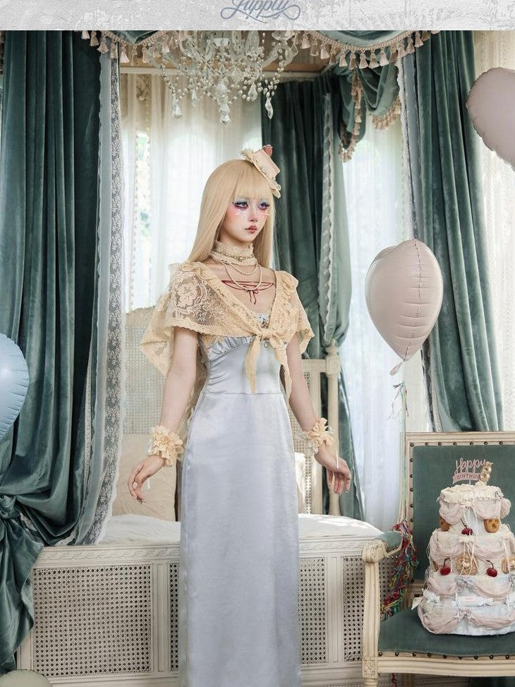 BLOOD SUPPLY Antique Cream Rococo Lace Doll Cape Women's Polyester Boleros