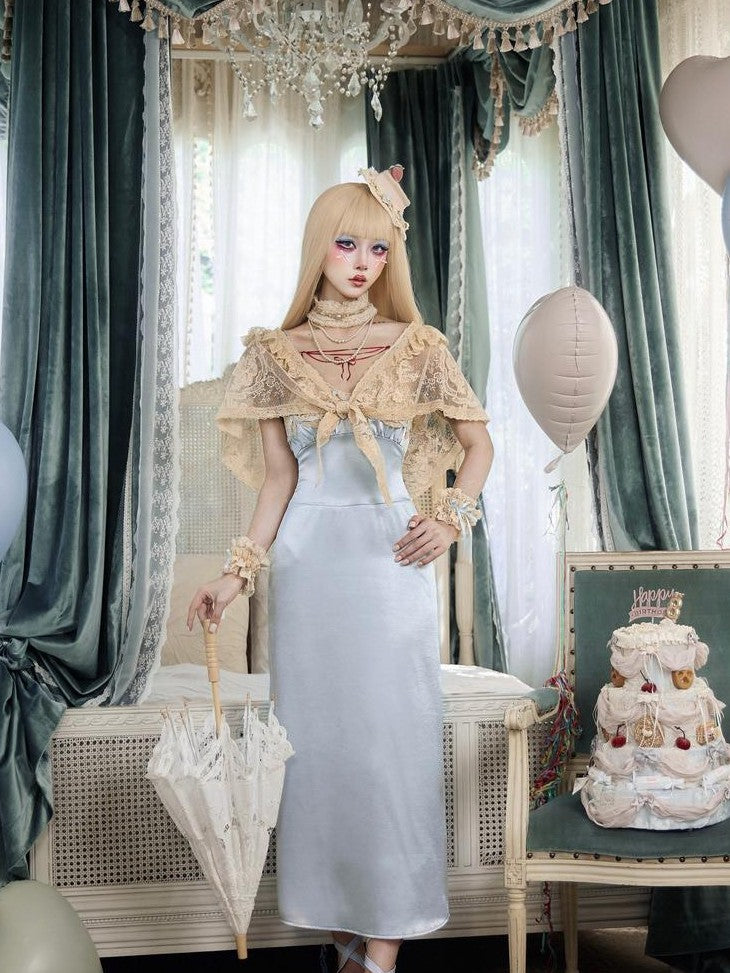 BLOOD SUPPLY Antique Cream Rococo Lace Doll Cape Women's Polyester Boleros