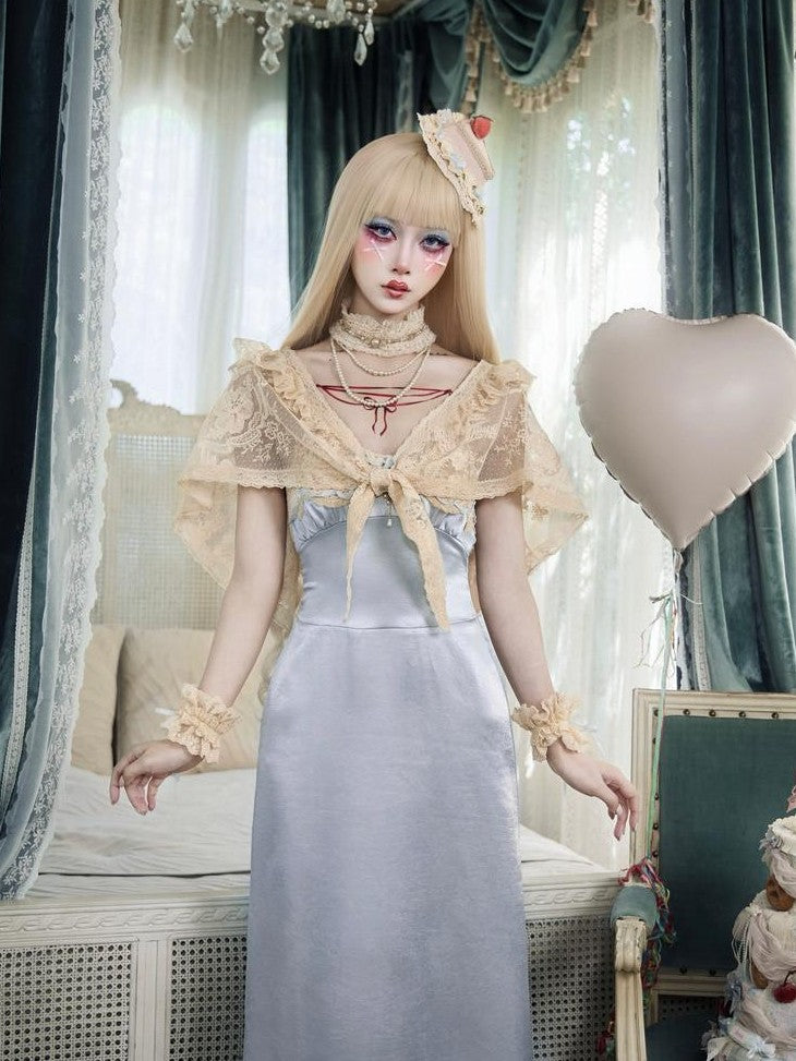 BLOOD SUPPLY Antique Cream Rococo Lace Doll Cape Women's Polyester Boleros