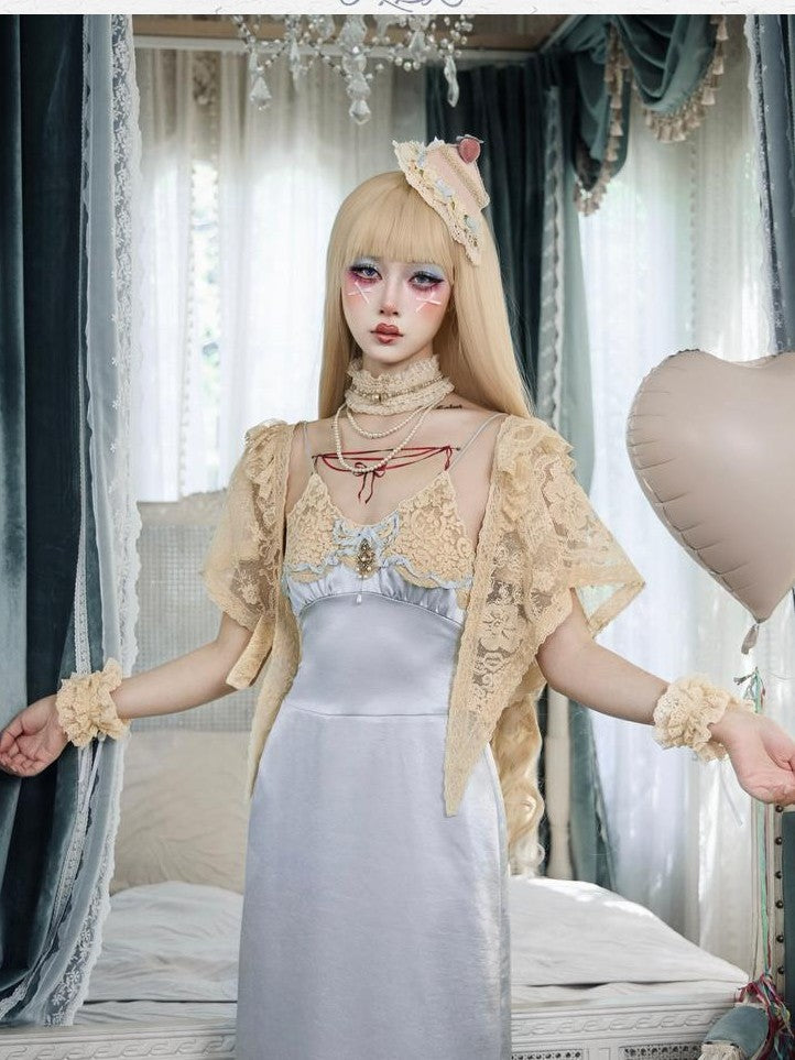 BLOOD SUPPLY Antique Cream Rococo Lace Doll Cape Women's Polyester Boleros