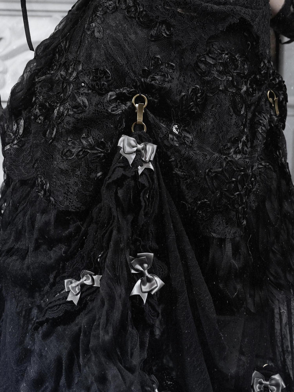 BLOOD SUPPLY Basel Gothic Bow Train Princess Women's Lace Polyester Patchwork Skirts