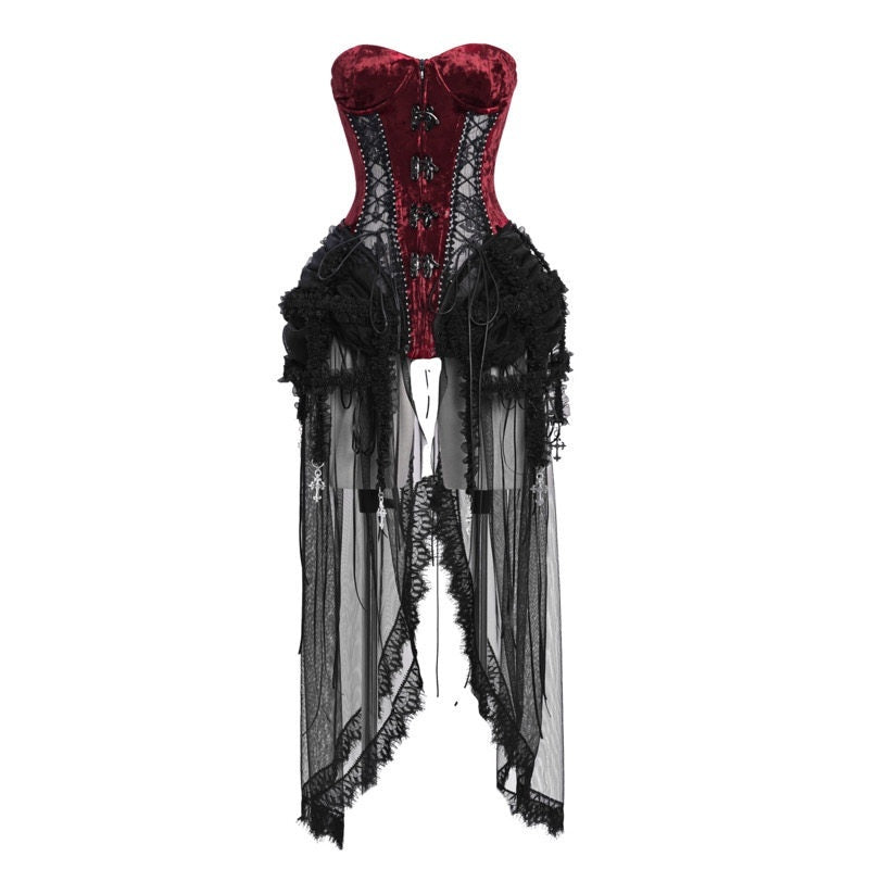 BLOOD_SUPPLY_Black_Red_Gothic_Heavy_Boned_Lace_Up_Cage_Women's_Polyester_Bustiers_727364296375_MISSTT