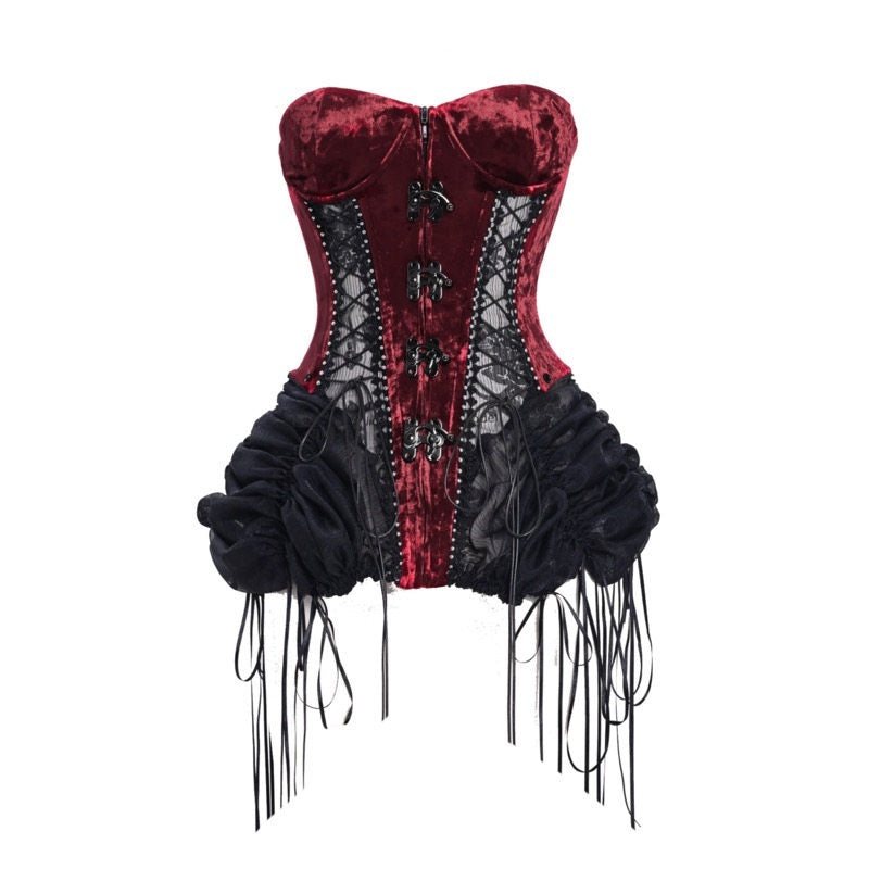 BLOOD_SUPPLY_Black_Red_Gothic_Heavy_Boned_Lace_Up_Cage_Women's_Polyester_Bustiers_727364296375_MISSTT