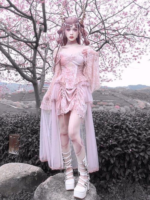 BLOOD SUPPLY Cherry Nightmare Embossed Embroidery Gothic Women's Velvet Lace Skirts