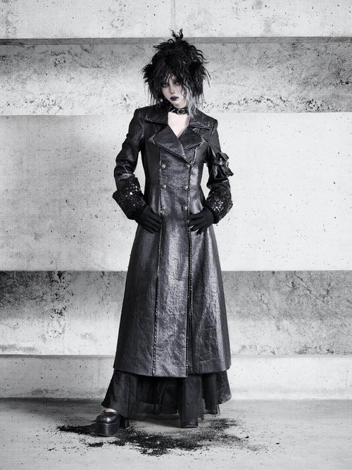 BLOOD SUPPLY Cracked Leather Gothic Blazer Lambswool Lined Women's Polyester Coats