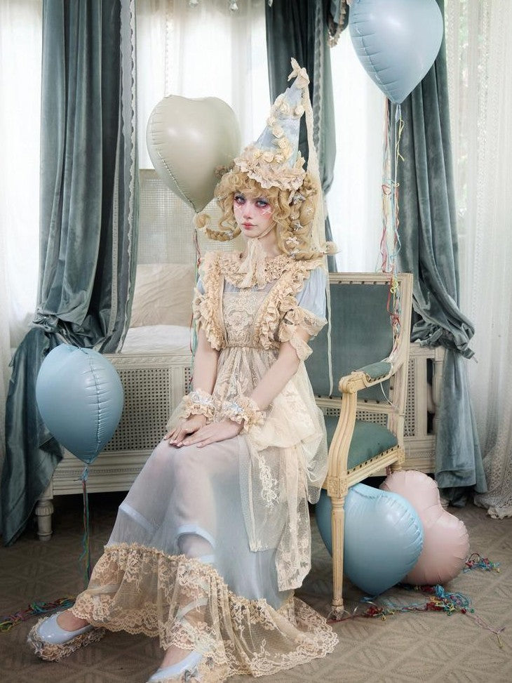 BLOOD SUPPLY Cream Beige Rococo Lace Apron Dolllike Women's Jsk / Jumper Skirts