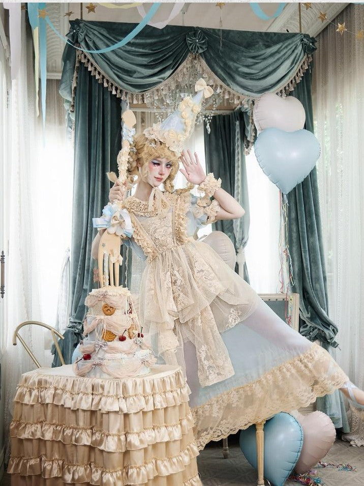 BLOOD SUPPLY Cream Beige Rococo Lace Apron Dolllike Women's Jsk / Jumper Skirts