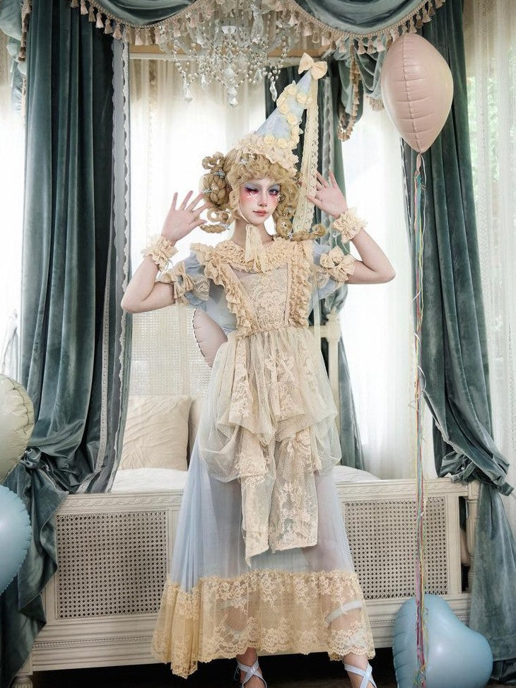 BLOOD SUPPLY Cream Beige Rococo Lace Apron Dolllike Women's Jsk / Jumper Skirts
