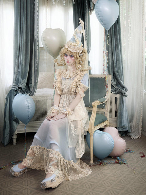BLOOD SUPPLY Cream Beige Rococo Lace Apron Dolllike Women's Jsk / Jumper Skirts