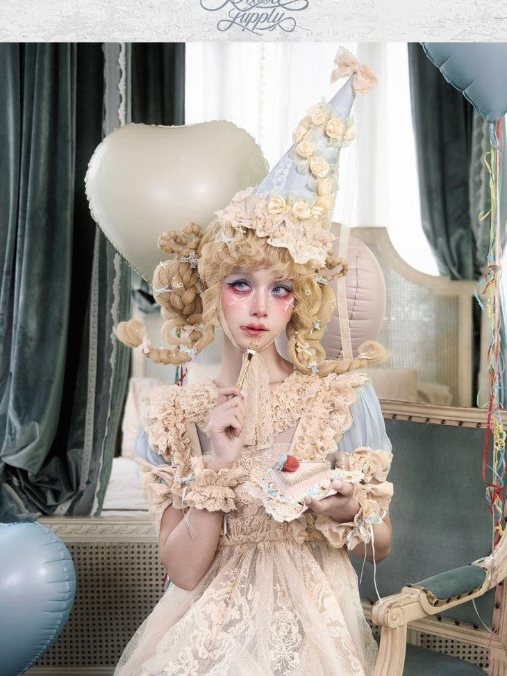 BLOOD SUPPLY Cream Beige Rococo Lace Apron Dolllike Women's Jsk / Jumper Skirts