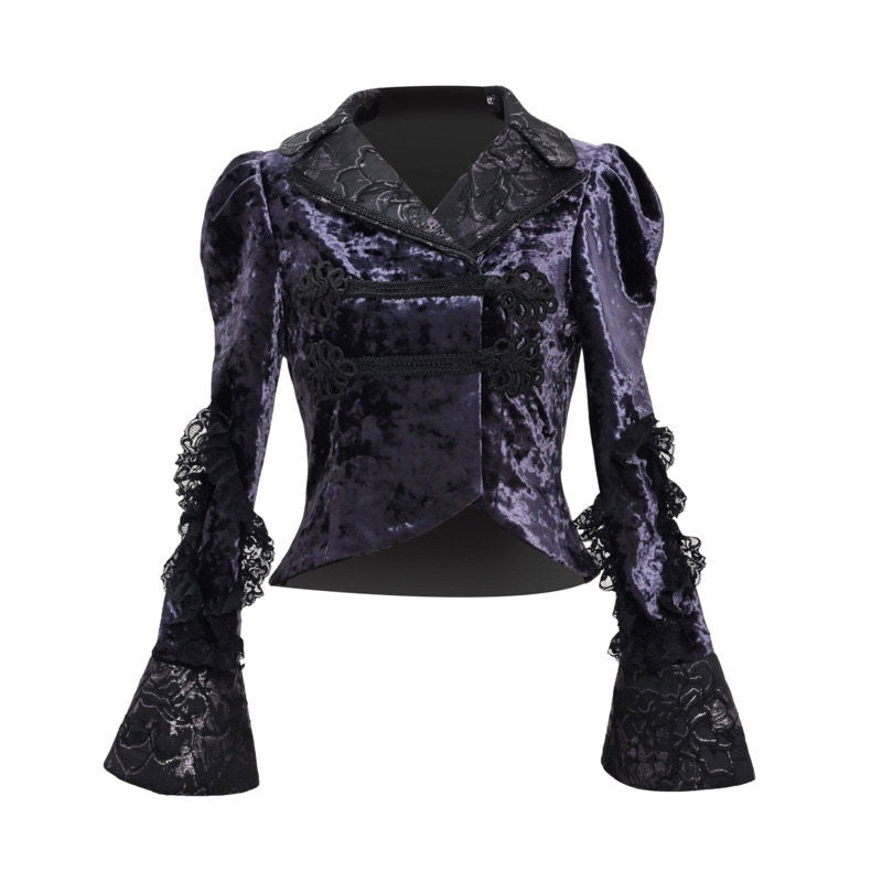 BLOOD_SUPPLY_Dark_Gothic_Stand_Collar_Slim_Fit_Women's_Velvet_European_Inspired_Jackets_739108250742_MISSTT