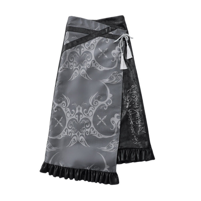 BLOOD_SUPPLY_Dark_Gothic_Totem_Jacquard_Embroidered_Women's_Microsuede_H_Line_Skirts_682069088345_MISSTT