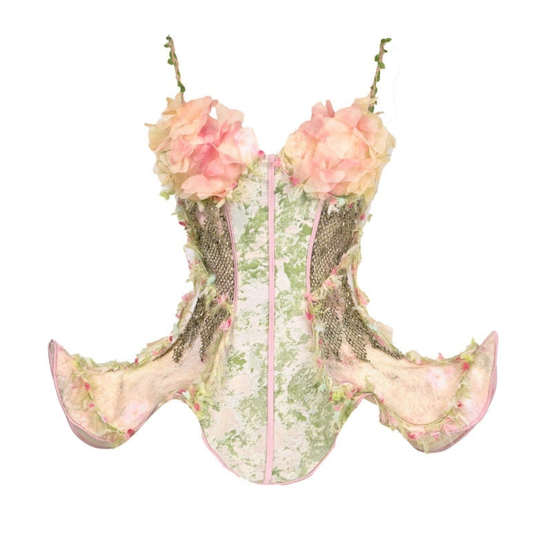 BLOOD_SUPPLY_Ethereal_Forest_Floral_Fishbone_Boned_Strappy_Slim_Women's_Polyester_Bustiers_877748776888_MISSTT