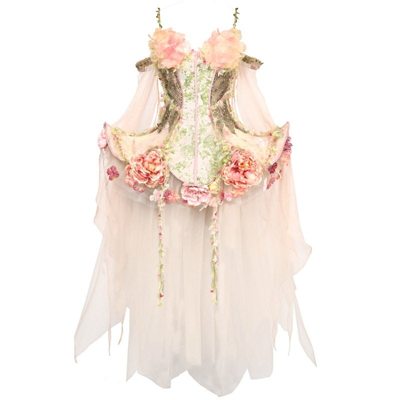 BLOOD_SUPPLY_Ethereal_Forest_Floral_Fishbone_Boned_Strappy_Slim_Women's_Polyester_Bustiers_877748776888_MISSTT