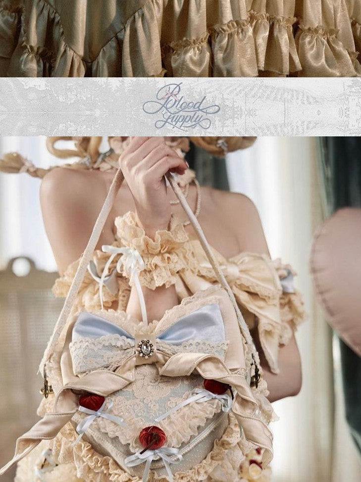 BLOOD SUPPLY French Rococo Cherry Twin Mousse Heart Cake Top Handle Women's Handbags