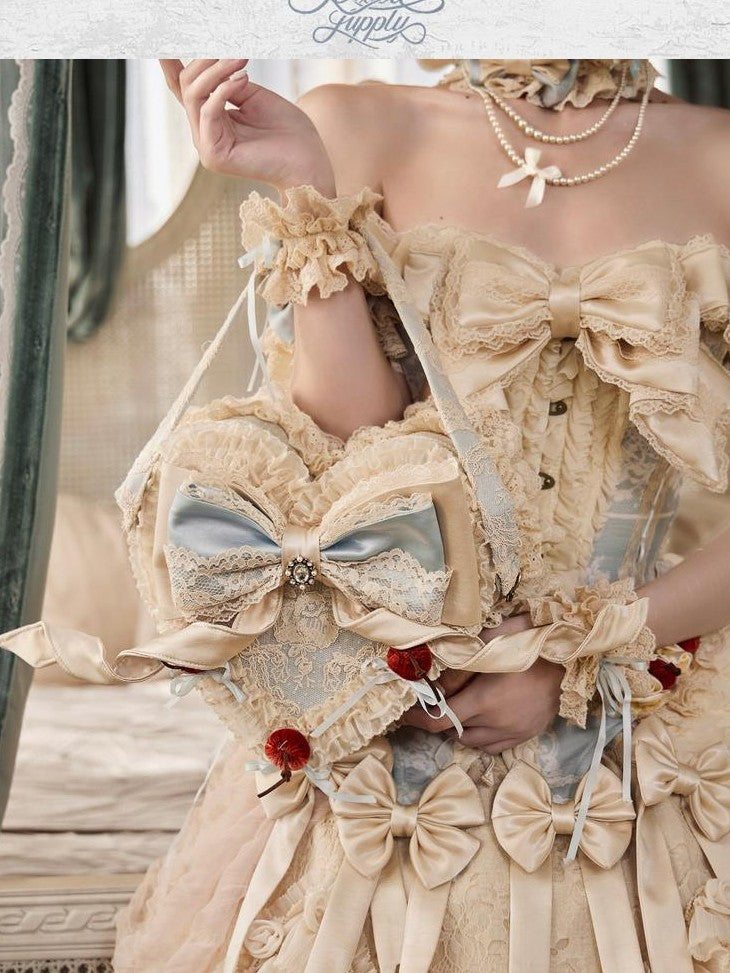 BLOOD SUPPLY French Rococo Cherry Twin Mousse Heart Cake Top Handle Women's Handbags