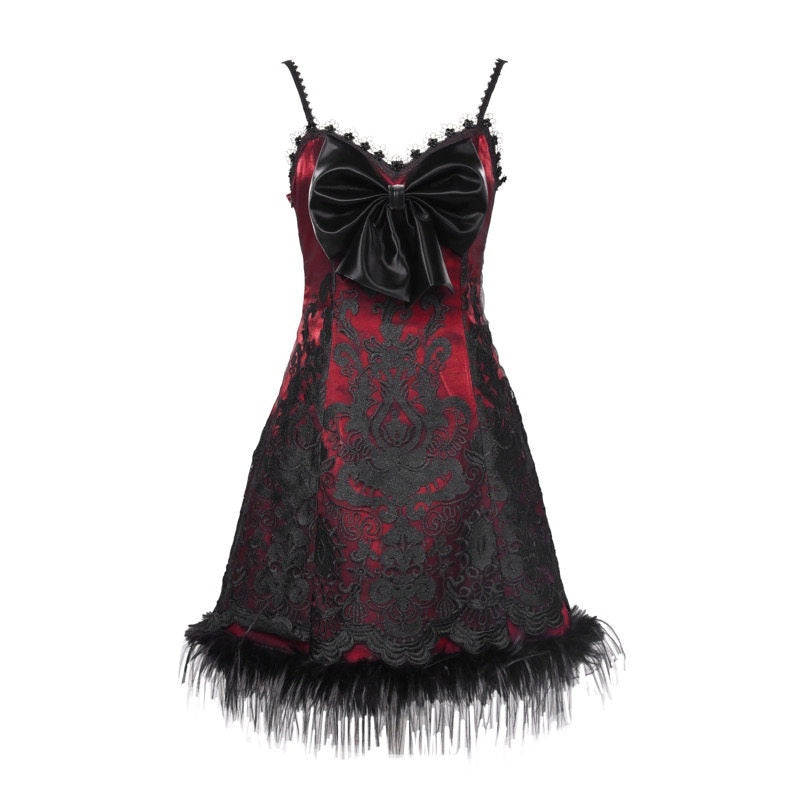 BLOOD_SUPPLY_Gothic_Embroidered_3d_Bow_Slimming_Women's_Pu_Jsk_/_Jumper_Skirts_865186583574_MISSTT