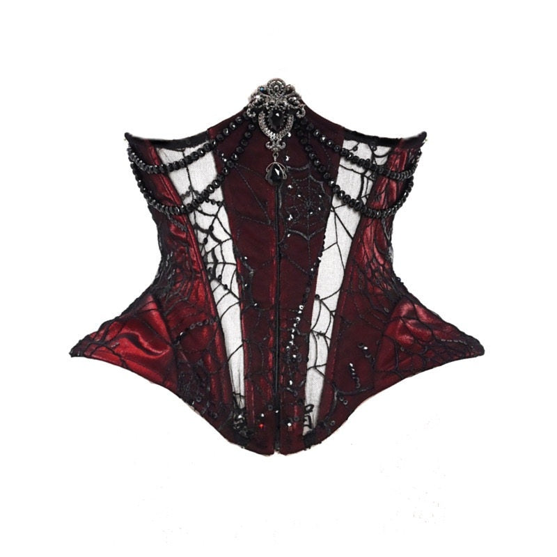 BLOOD_SUPPLY_Gothic_Velvet_Boned_Corset_Spaghetti_Strap_Women's_Polyester_Jsk_/_Jumper_Skirts_734339319794_MISSTT