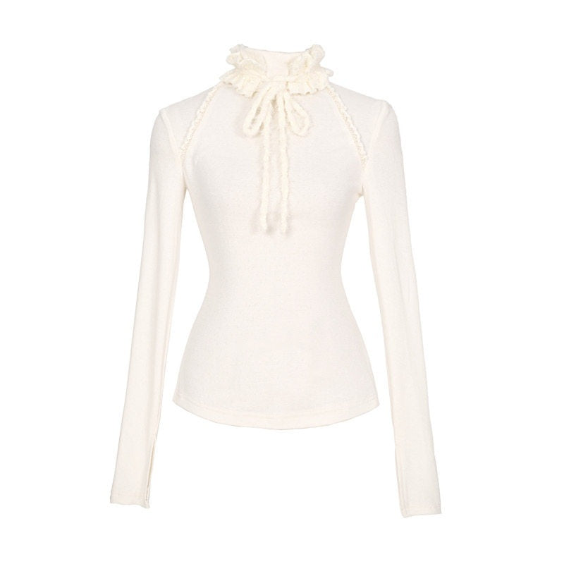 BLOOD_SUPPLY_Knitted_Bustier_High_Neck_Slim_Fit_Slavic_Women's_Polyester_Long_Sleeve_Cutsews_999954080883_MISSTT
