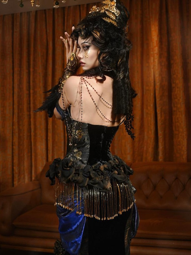 BLOOD SUPPLY Lamplight Heavy Embellished Choker And Shoulder Women's Velvet Necklaces