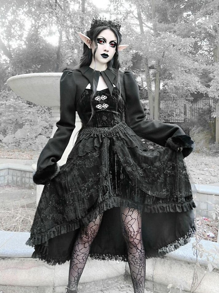 BLOOD SUPPLY Mist Classic Gothic Dark Ornate Batwing Collar Women's Woolen Boleros