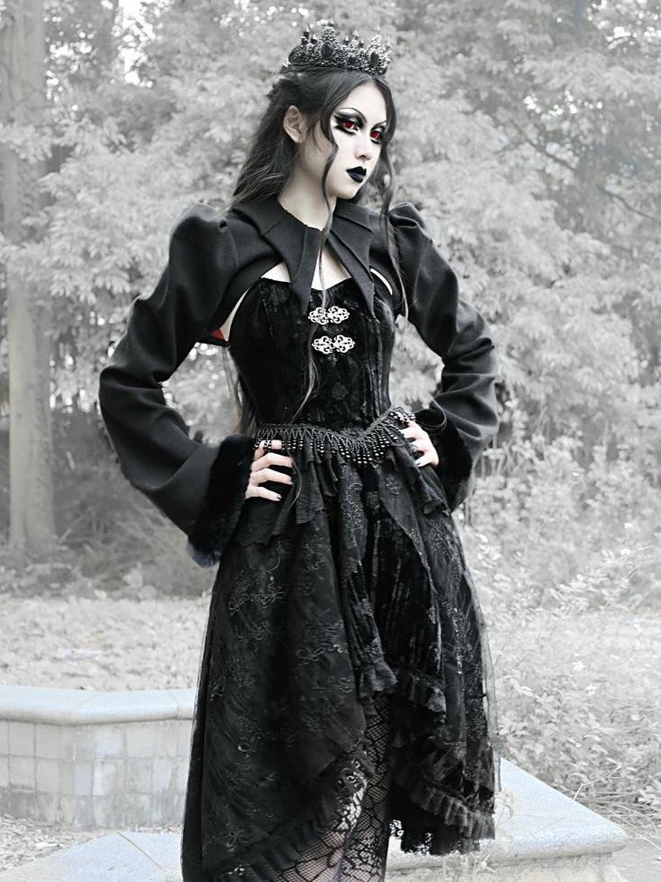 BLOOD SUPPLY Mist Classic Gothic Dark Ornate Batwing Collar Women's Woolen Boleros