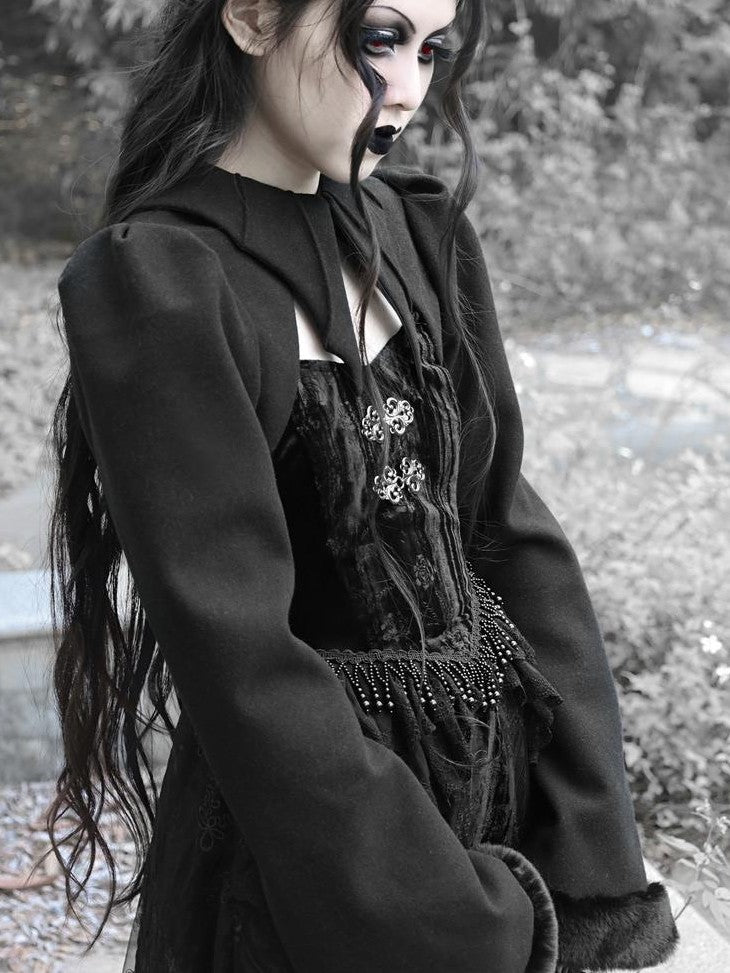 BLOOD SUPPLY Mist Classic Gothic Dark Ornate Batwing Collar Women's Woolen Boleros