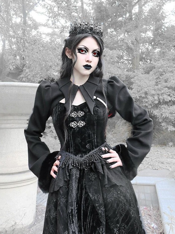 BLOOD SUPPLY Mist Classic Gothic Dark Ornate Batwing Collar Women's Woolen Boleros