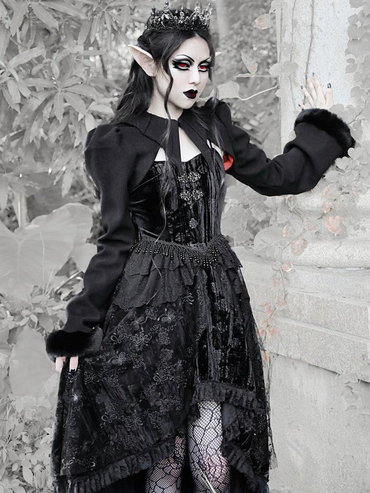 BLOOD SUPPLY Mist Classic Gothic Dark Ornate Batwing Collar Women's Woolen Boleros