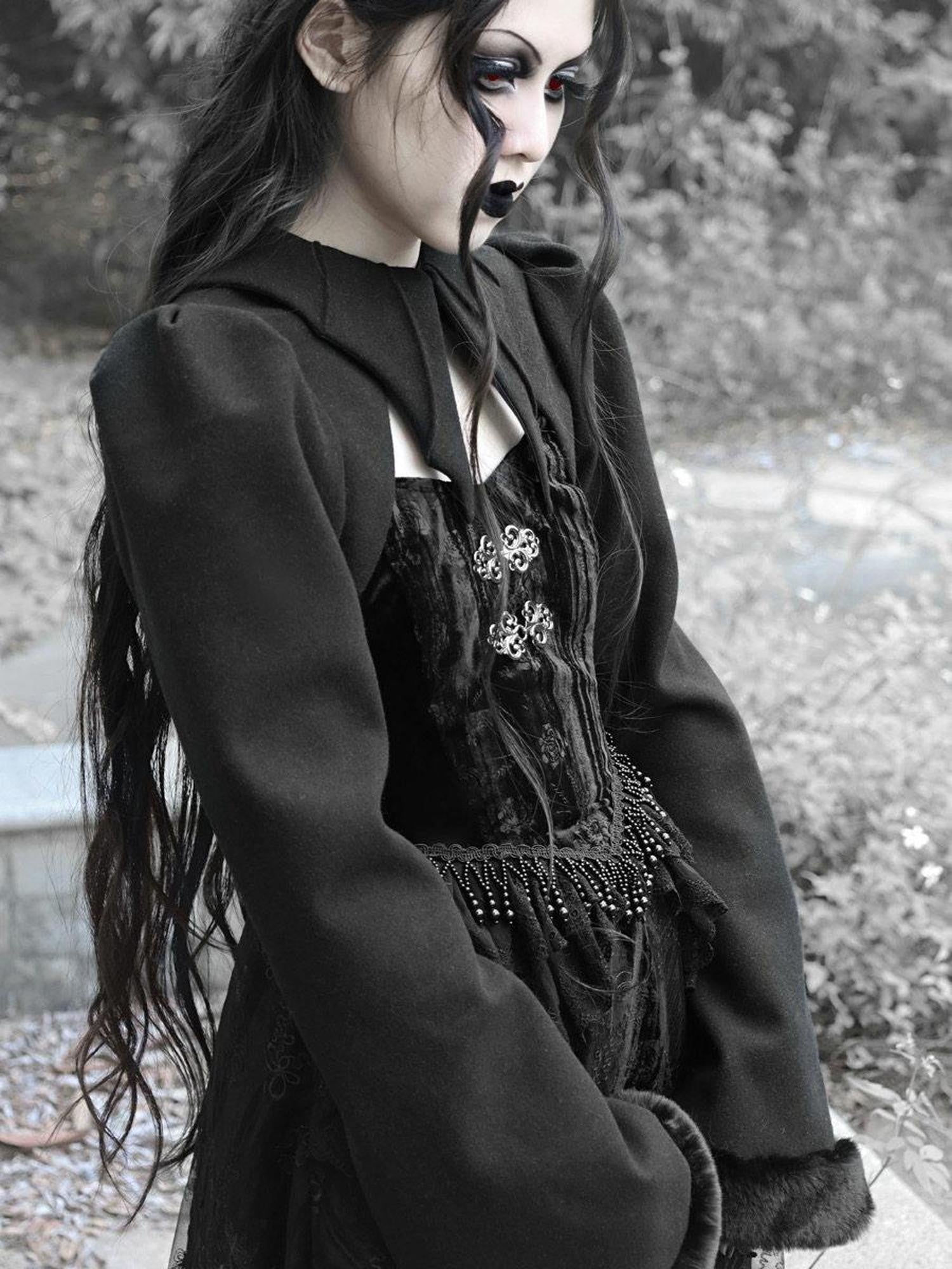 BLOOD SUPPLY Mist Classic Gothic Dark Ornate Batwing Collar Women's Woolen Boleros