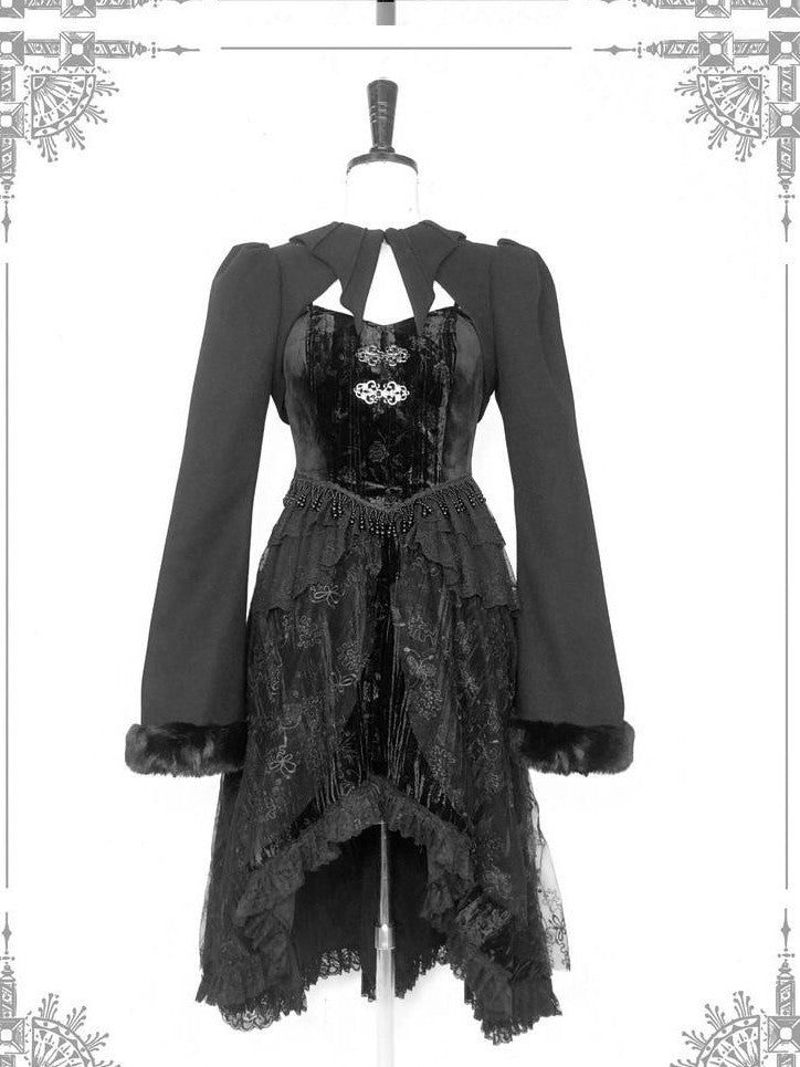 BLOOD SUPPLY Mist Classic Gothic Dark Ornate Batwing Collar Women's Woolen Boleros
