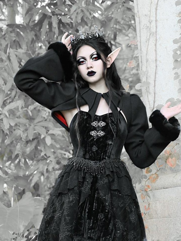 BLOOD SUPPLY Mist Classic Gothic Dark Ornate Batwing Collar Women's Woolen Boleros