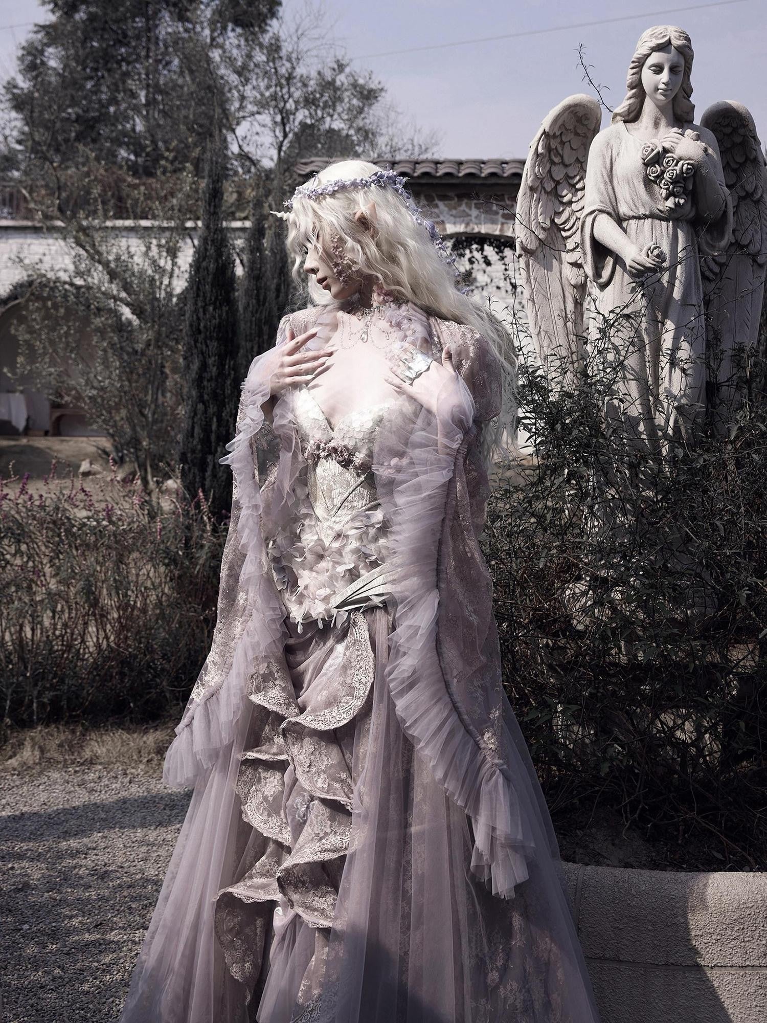 BLOOD SUPPLY Moonlight Lace Princess Sleeve Ethereal Fairy Long Sleeve Women's Nylon Boleros