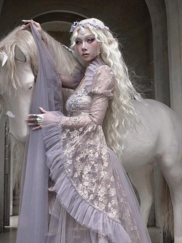 BLOOD SUPPLY Moonlight Lace Princess Sleeve Ethereal Fairy Long Sleeve Women's Nylon Boleros