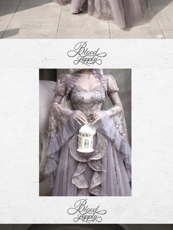 BLOOD SUPPLY Moonlight Lace Princess Sleeve Ethereal Fairy Long Sleeve Women's Nylon Boleros
