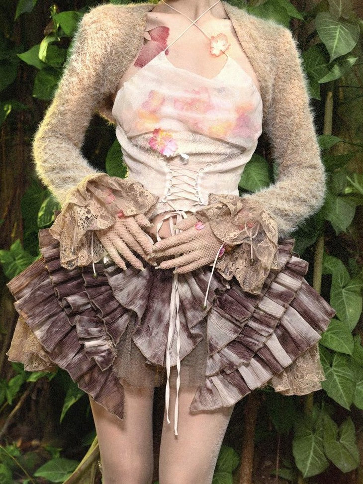 BLOOD SUPPLY Plush Elven Forest Thick Short Capelet Women's Cotton Nylon Blend Boleros